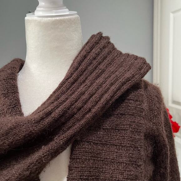 NEW Body by Victoria Mohair Draped Open Weave Shawl Collar Belted Wrap Sweater … - Picture 6 of 16